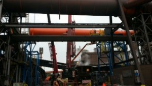 Montage Hochofengasleitung / installation of blasting furnace piping system